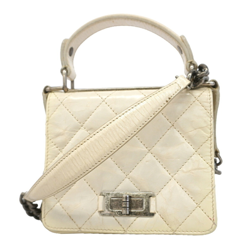 Chanel 2.55 Matelassé Chain Shoulder Leather Handbag, White, 2-way Bag for Women